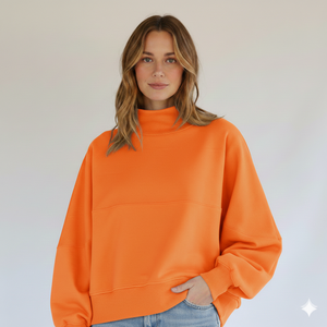 Sweat-shirt d'hiver brodé à col montant oversize pour femme, coupe décontractée, modèle raffiné, vente en gros, forte demande 2026 - Product Image 6