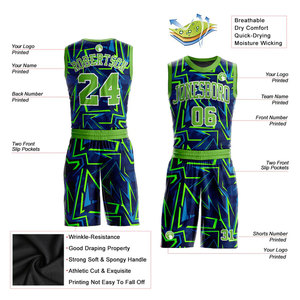 Custom Sublimated Basketball Jersey Set Geometric Print Moisture Wicking Unisex Adult Teamwear All Seasons <b>Athletic</b> Fit - Product Image 2
