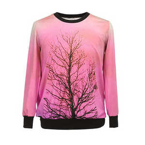 เสื้อสเวตเชิ้ตคอกลมแบบยูนิเซ็กซ์ สีชมพู-ม่วง ลายต้นไม้ ทรงปกติ สวมใส่สบาย ผลิตจากผ้าถักโพลีเอสเตอร์ เหมาะสำหรับใส่ในฤดูใบไม้ร่วง - Product Image 2