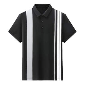 Polo pour homme à panneaux verticaux et rayures de course, coupe athlétique 2026, collection noir, blanc, gris et beige, vêtements de sport décontractés HD - Product Image 1