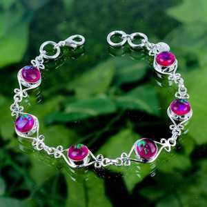 Pulsera Ajustable con Cuentas Facetadas de Ópalo Rosa Fuego, Plata de Ley 925, Joyería de Lujo, Regalo para Mujer, Día de San Valentín, Elegante - Product Image 6