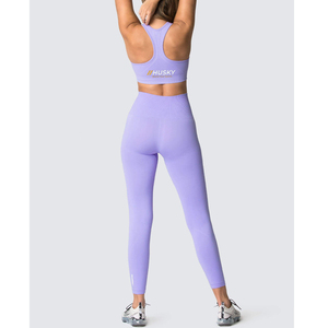 HUSKY Women's Ribbed Sports <b>Bra</b> Leggings Set <b>Blue</b> Seamless Fitness Wear Breathable Racerback Scoop Neck High Support Four-Way - Product Image 6