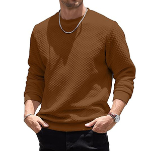 Men's Solid Brown Cotton Anti-Pilling Crew Knitted <b>Pullover</b> <b>Sweater</b> Full Sleeve Regular Fit Autumn Wear - Product Image 1