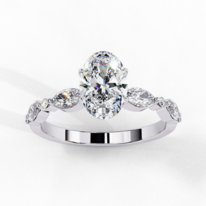 Anillo de Compromiso con Diamante Cultivado en Laboratorio Certificado por IGI, Oro Sólido de 14k, Corte Ovalado con Detalles Marquise, Fabricante de Joyería al por Mayor - Product Image 6