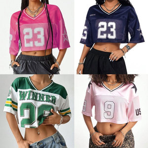 เสื้อฟุตบอลผู้หญิงสีขาว คอวี แขนสั้น ผ้าตาข่าย พิมพ์ลาย 3 มิติ หมายเลข 9 ระบายอากาศได้ดี ทรงปกติ สายปรับได้ ไซส์ผู้ใหญ่ - Product Image 4