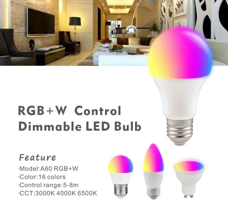 Rgb Smart Led Lights Rgb E27 B22 5W 7W 8W 9W 12W Rohs Ce A60 Lamp Multi Kleur Afstandsbediening Led Gloeilamp, LED-A Lamp