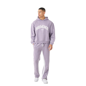 Conjunto Deportivo de Hombre 2026, Sudadera con Capucha y Pantalones de Algodón Lavanda, Manga Larga, Cordón Ajustable, Bolsillos Laterales, Ropa Casual de Otoño - Product Image 1