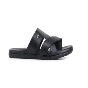 <b>Leather</b> Black Slip On Sandals for <b>Men</b> Elegant Casual Footwear Comfortable Open Back Design for Home Travel and Everyday - Product Image 3
