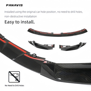 PANAVIS ชุดแต่งสปอยเลอร์กันชนหน้าคาร์บอนไฟเบอร์แห้ง 3 ชิ้น แบบ Bolt-On สำหรับ M3 G80 G81 M4 G82 G83 ปี 2021-2025 - Product Image 4