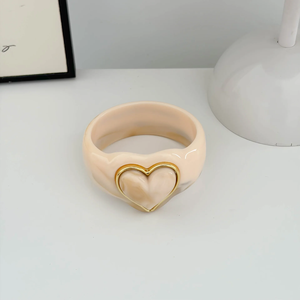 Pulseras Anchas de Resina Acrílica con Corazón Vintage, Bañadas en Oro, para Mujer, Joyería de Fiesta - Product Image 6
