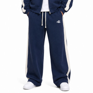 Ensembles amples pour hommes, comprenant des sweats à capuche boxy à fermeture éclair intégrale avec empiècements contrastants et des joggers à jambe large, en molleton de coton personnalisé 450 GSM, vierges et surdimensionnés - Product Image 5