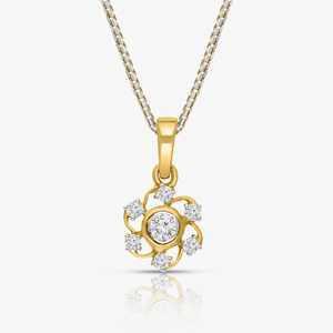 Collier pendentif fleur classique en or jaune avec chaîne en cristal strass, unisexe, à porter au quotidien - Product Image 1