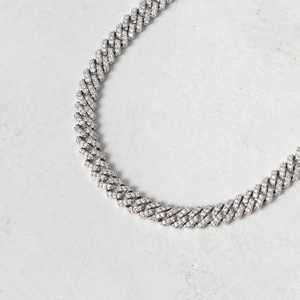 Collar de plata 925 para hombre con moissanita de corte redondo, cadena cubana, joyería hip hop, regalo para fiestas, pasa el probador de diamantes. - Product Image 4