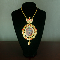 HT Religion produit fabrication personnaliser pasteur père pectoral collier pendentif sur la poitrine plaqué or jésus naissance icône pendentif