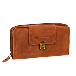 Suede Long <b>Wallet</b> With <b>Zipper</b> And Hasp Closure Vintage Style Unisex Brown Leather <b>Wallet</b> Daily Use Durable Design - Product Image 1
