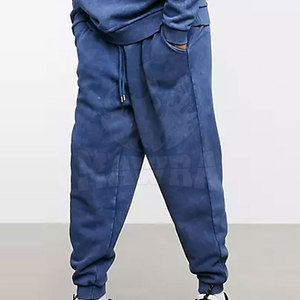 Conjunto Deportivo de Forro Polar 2 en 1 con Capucha Azul para Hombre, Manga Larga, Color Sólido, Algodón, Informal, Ropa de Invierno, Bolsillos Laterales, Cierre con Cordón - Product Image 4