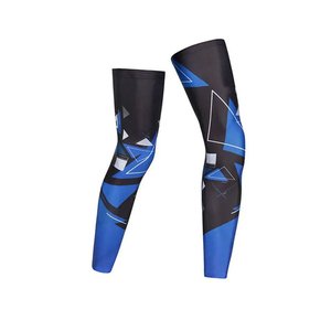 Manchons de cyclisme bleus et noirs à imprimé géométrique, anti-UV, unisexe, taille adulte, en Spandex et Polyester, impression par sublimation - Product Image 1
