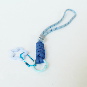 Dragonne de téléphone tressée faite à la main en paracorde, cordon de poignet anti-chute pour smartphone, porte-clés avec pendentif étoile bleu, articles cadeaux - Product Image 2