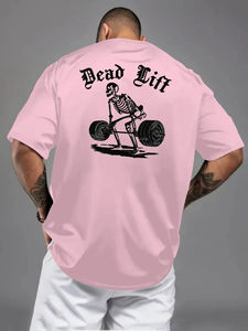 Camiseta de cuello redondo transpirable y cómoda con estampado de letras góticas para entrenamiento muscular de verano para hombre, top deportivo para exteriores - Product Image 3