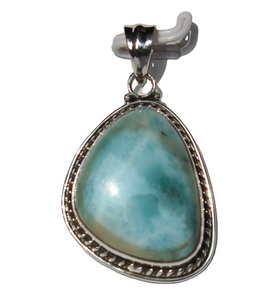 Colgante Unisex de Plata de Ley 925 de Grado Superior hecho a mano Natural verde Larimar cabujón forma de gota colgantes de moda encantos - Product Image 2