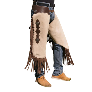 Premium Genuine Leather Western Cowboy <b>Riding</b> <b>Chaps</b> Fringe Rodeo Horse Leg Protection Ranch Equestrian Handmade <b>Riding</b> Gear - Product Image 3