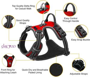 Adjustable <b>Dog</b> <b>Harness</b> Heavy Duty Nylon Pet Vest with Metal Straps Reflective Trim Animal Print Sport Style for Daily Walking - Product Image 4