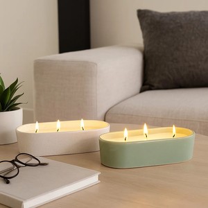 Recipiente de Cerámica Premium para Velas, Forma Ovalada, Superficie Amplia, Resistente al Calor, Pared Gruesa, Acabado Liso, Decoración para el Hogar, Soporte para Velas de Varias Mechas - Product Image 4