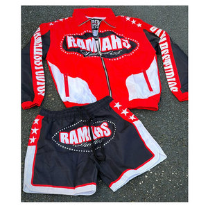 Ensemble de survêtement pour hommes avec impression personnalisée, short à fermeture éclair et veste à manches longues, polyester, nylon, coupe-vent - Product Image 5