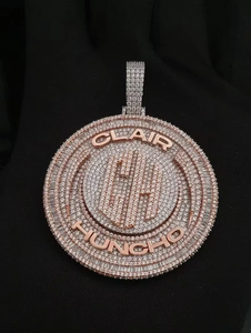 Iced Out Round Custom Pendant Silver and Rose Gold Tone Hip Hop Jewellery for Men and Women - Product Image 5