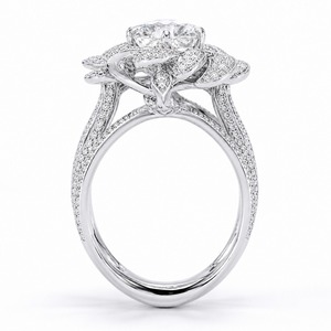 Anillo de Lujo con Halo de Diamantes en Plata 925, Diseño Multicapa con Pavé y Banda Dividida, Diamante Cultivado en Laboratorio, Personalizable - Product Image 5