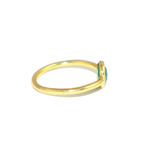 Delicate Minimalist 22K Gold Plated Green Onyx <b>Ring</b> Women's Round Bezel Setting Gemstone <b>Ring</b> May Birthstone Engagement Jewelry - Product Image 3