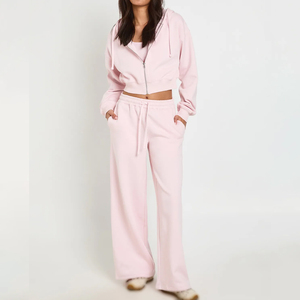 Factory Direct Women Fleece Tracksuit Set Rib Cuff Tracksuit Women Winter Sportswear Set Manufacturer - Product Image 6
