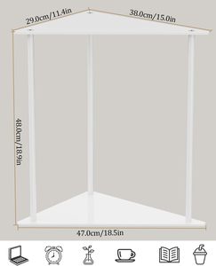 2 Tier Corner Plant Stand Metal Side <b>Table</b> - Rustproof Powder Coated Triangle Accent <b>Table</b> Bathroom Bedroom <b>Decor</b> - Product Image 5