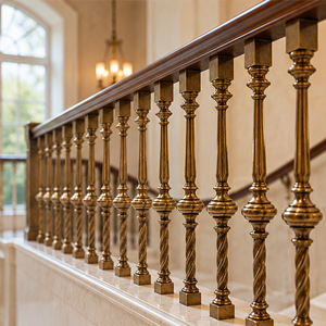 Rampe en bronze torsadé avec meneaux bombés tournés pour hôtels de luxe, villas et escaliers classiques - Product Image 3