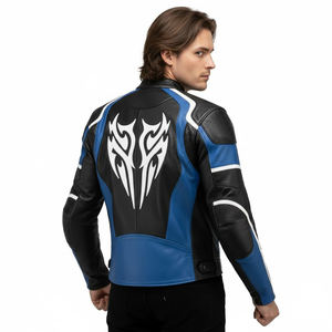 แจ็คเก็ตหนังแท้สำหรับผู้ชาย แจ็คเก็ตมอเตอร์ไซค์คอสเพลย์ทรงเข้ารูป แจ็คเก็ตนักแข่ง แจ็คเก็ตหนังแท้ OEM สำหรับผู้ชาย - Product Image 2