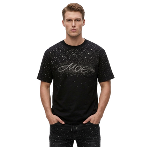 Camiseta Oversize de Lujo con Logo de Diamantes de Imitación, Gráfico de Diamantes Negros, Estilo Urbano, Camiseta de Hombre Hip Hop de Corte Holgado y Manga Corta - Product Image 5