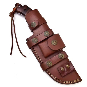 Cuchillo Bowie de Caza Damascus, Hoja Fija de Acero Inoxidable de Alta Resistencia, Borde Dentado, Espiga Completa, Personalizable, para Campismo al Aire Libre - Product Image 6