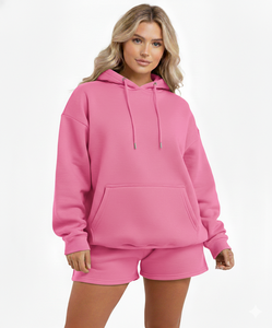 Conjunto de Sudadera con Capucha y Pantalones Cortos Casuales de Invierno para Mujer, Estilo Urbano, de Alta Calidad, OEM ODM, Superventas, a la Moda - Product Image 2