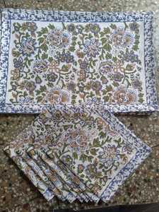 Manteles individuales y servilletas de algodón estampados a mano al por mayor, juegos de mantelería artesanal para mesa, sets de decoración de mesa a granel - Product Image 5