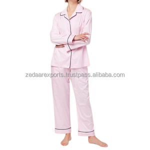 Conjunto de ropa de dormir tejida de lujo con estampado de seda 100% para mujer, ropa de dormir cómoda informal elegante para todas las estaciones, suministro ODM - Product Image 3
