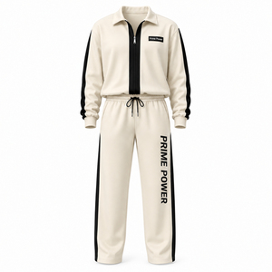 Prime Power Women Tracksuit Set Full Sleeve Half-Zip Jacket <b>Pants</b> Loose Fit Sporty Style Activewear With Drawstring Closure - Product Image 1