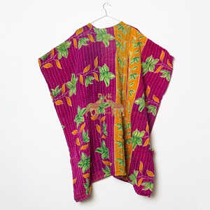 Most Selling Indian Handmade 100% Cotton Vintage Kantha Quilted <b>Kaftan</b> for Women Midi Length Dress - Product Image 3