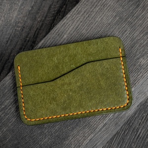 Cartera de cuero curtido hecha a mano Vintage de alta calidad, tarjetero, negro, marrón, mínimo, para uso diario, tarjetas de regalo - Product Image 3