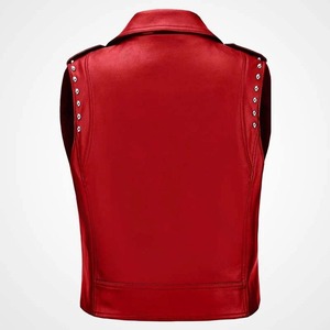 Chaleco de Piel de Oveja Roja para Mujer, Chaleco de Cuero Genuino con Detalles Tachonados - Product Image 2