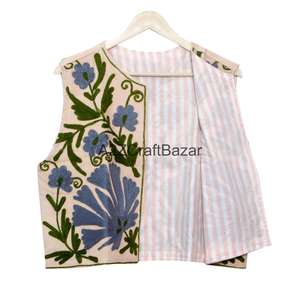 Veste en coton imprimé floral Cotrise pour femmes A2ZCraftBazar, tissu respirant vintage, logo au dos, manches courtes, printemps, automne, hiver - Product Image 6