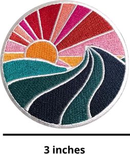 Patchs brodés personnalisés, motif vague et soleil, patch océan coloré, 3 pouces, entièrement brodés, cool, à thermocoller/à coudre - Product Image 2