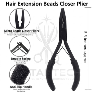 Kit d'outils d'extension capillaire à micro-anneaux de qualité professionnelle : pinces plaquées or, ciseaux, aiguilles à tisser, pinces à cheveux avec étui zippé - Product Image 3