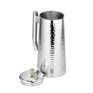 Carafe à eau en acier inoxydable martelé avec couvercle et poignée |   Pichet élégant pour servir l'eau, le jus et pour une utilisation à table - Product Image 3