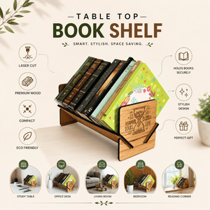 ชั้นวางหนังสือบนโต๊ะไม้สไตล์โมเดิร์น |   ที่วางหนังสือแบบตัดด้วยเลเซอร์ |   ชั้นวางของบนโต๊ะที่หรูหราสำหรับหนังสือ แฟ้มเอกสาร และนิตยสาร - Product Image 4