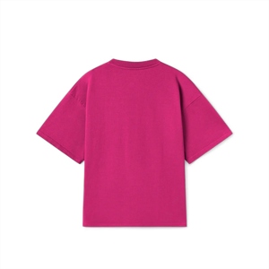 เสื้อยืดโอเวอร์ไซส์สีชมพูสดใสทรงบ็อกซี่ คอกลม สไตล์สตรีทแฟชั่นสำหรับผู้ชายและผู้หญิง รุ่นใหม่ล่าสุด - Product Image 2
